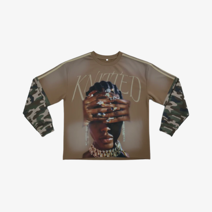 Knitted “Camo Muse” Long Sleeve Tee