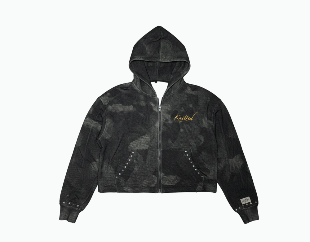 Knitted Heavyweight Camo Zip Hoodie