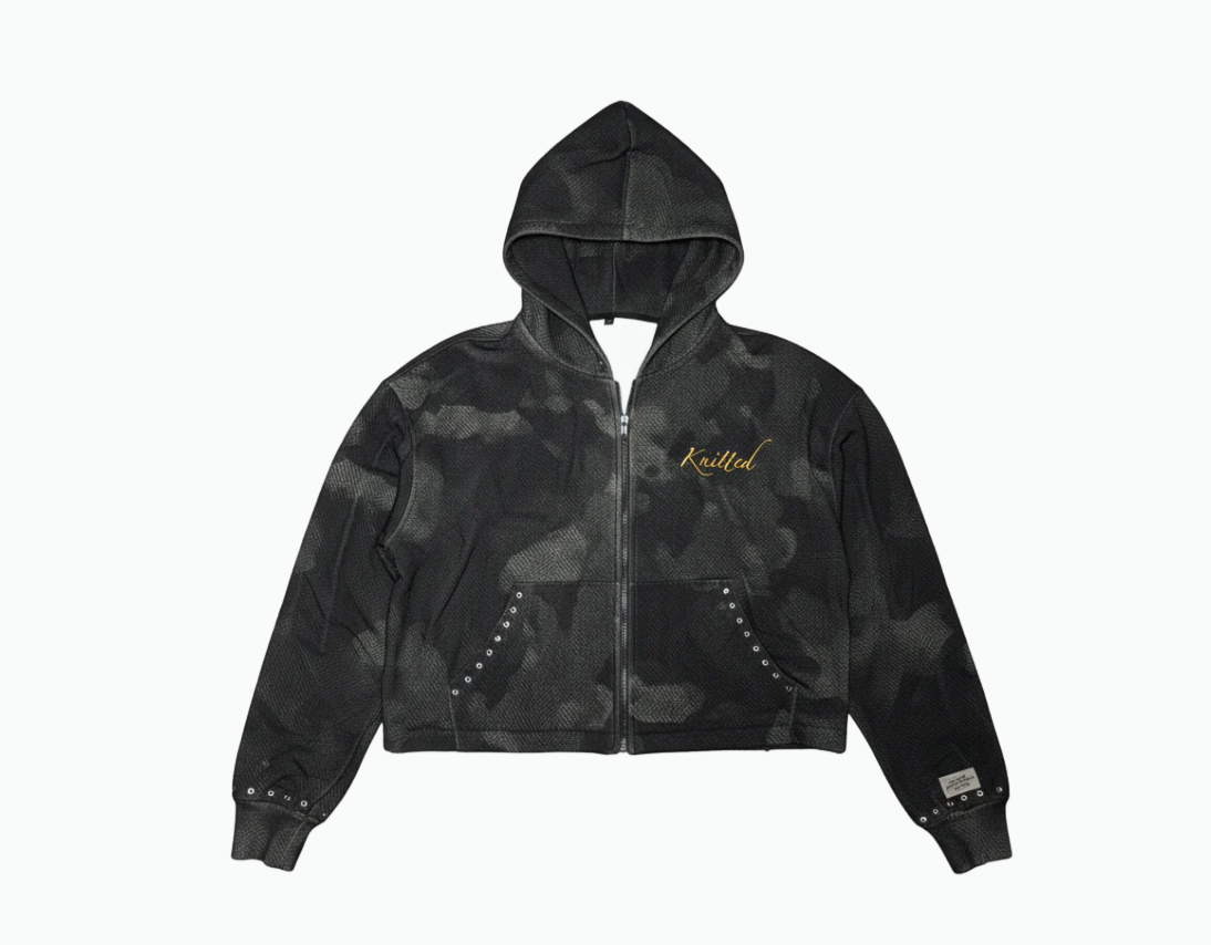 Knitted Heavyweight Camo Zip Hoodie
