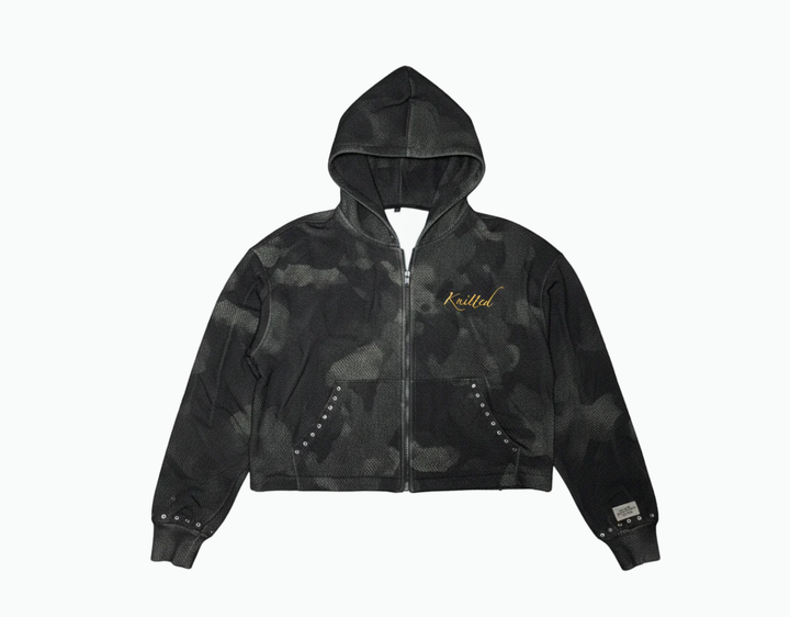 Knitted Heavyweight Camo Zip Hoodie